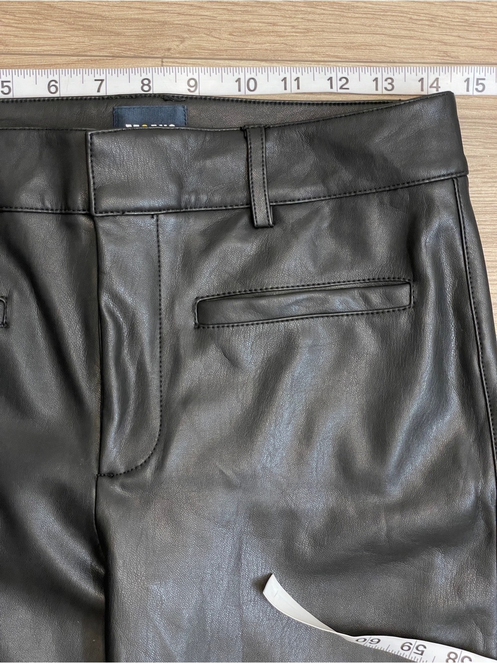 Maeve by Anthropologie Black Faux Leather High Waisted Kick Crop Pants - Picture 11 of 15